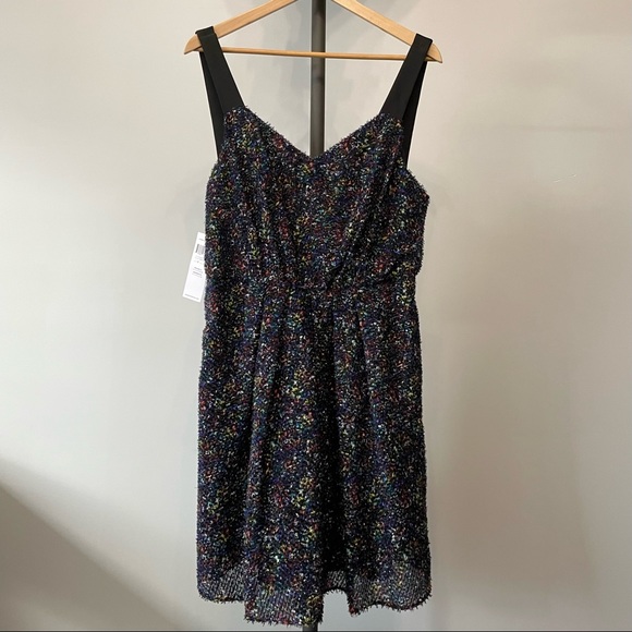 [BCBGeneration] Black/Multi Flocked Mini Dress - Picture 6 of 8